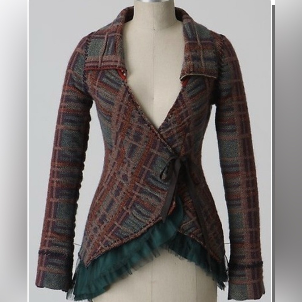 Anthropologie Sparrow Cascading Tulle Boho Victorian Steampunk Sweater Jacket